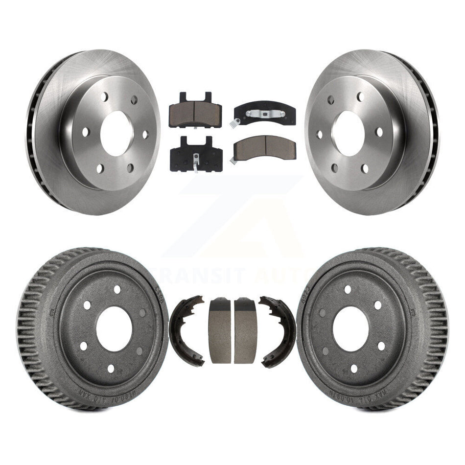 Front Rear Disc Brake Rotors Ceramic Pads And Drum Kit For 1995-1997 GMC Yukon 2 doors with 4WD DIESEL engine With 11" Diameter K8C-102492