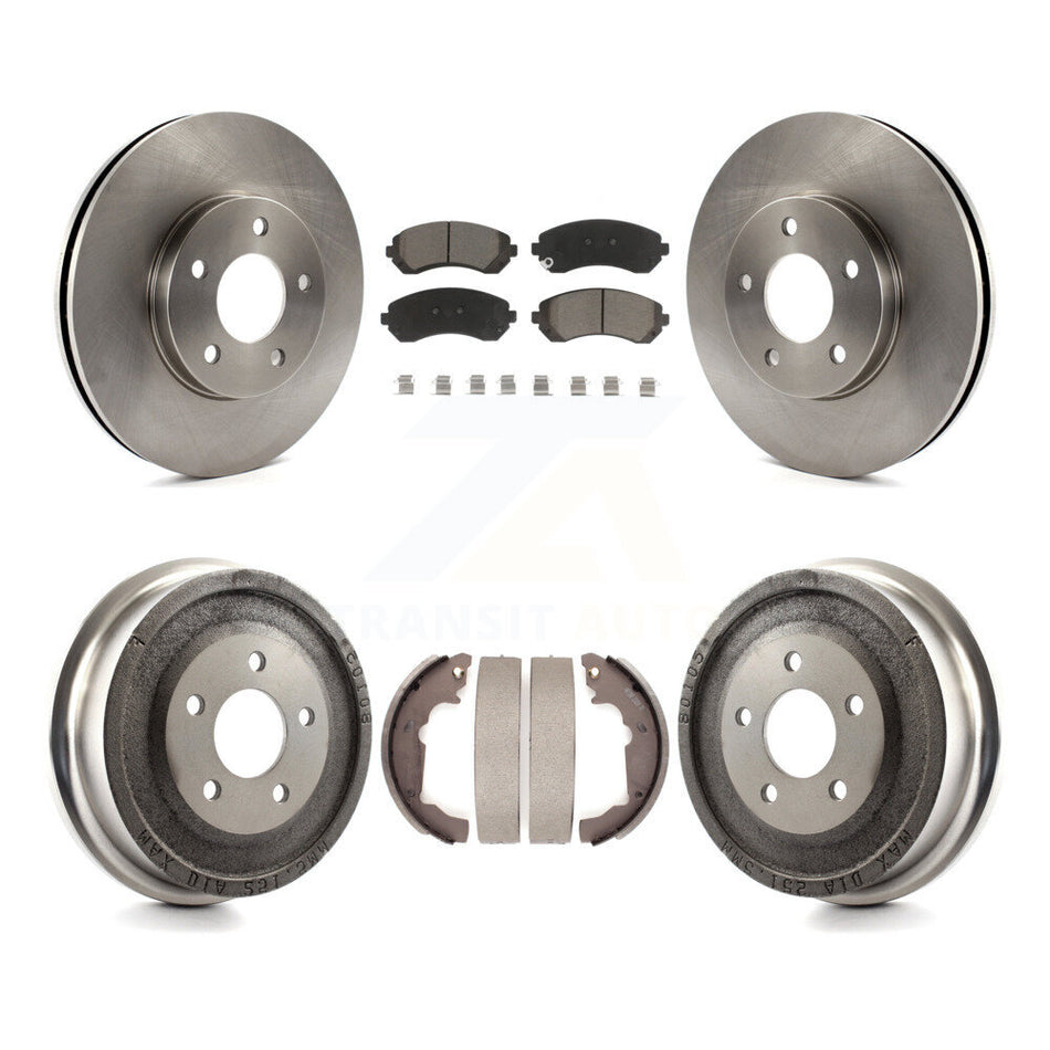 Front Rear Disc Brake Rotors Ceramic Pads And Drum Kit For 2001-2005 Pontiac Aztek AWD with rear brakes K8C-102527