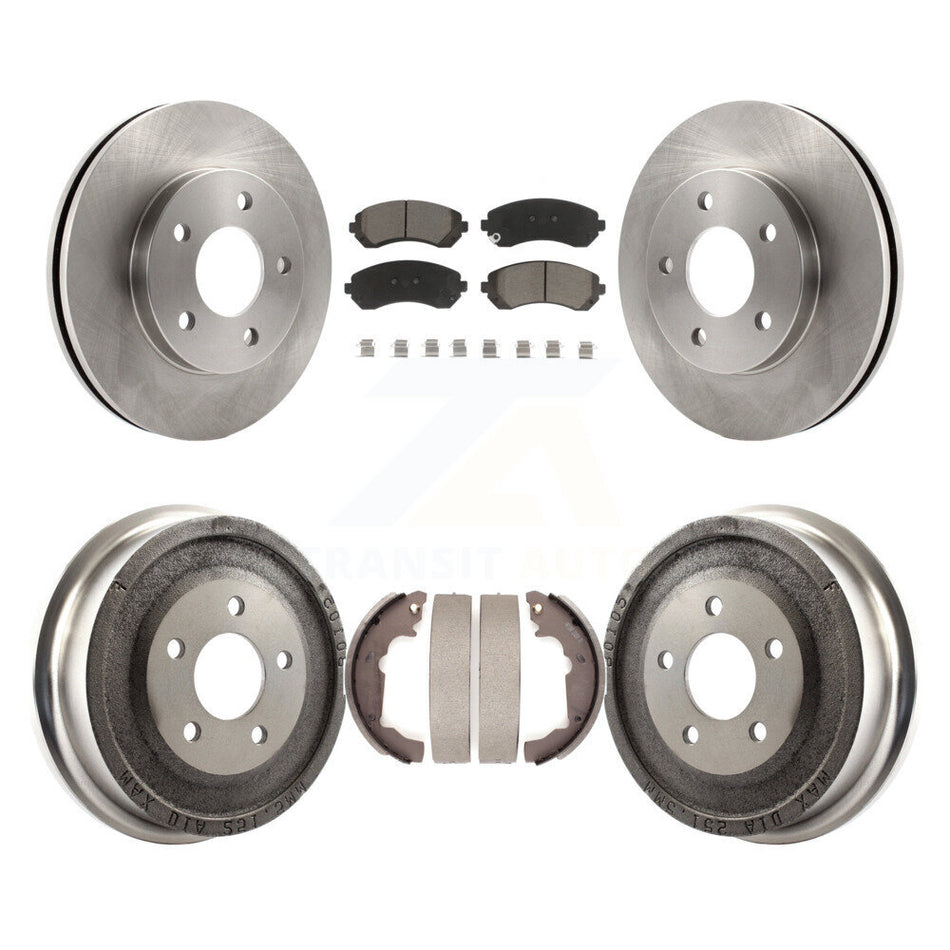 Front Rear Disc Brake Rotors Ceramic Pads And Drum Kit For 2001-2005 Pontiac Aztek FWD with rear brakes K8C-102528