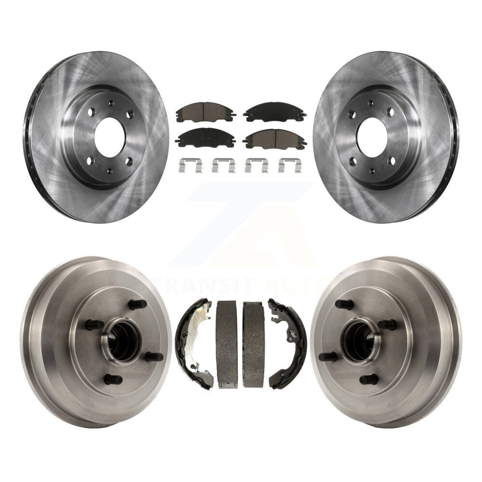 Front Rear Disc Brake Rotors Ceramic Pads And Drum Kit For 2008 Ford Focus Wheel Bearing Includes K8C-102559