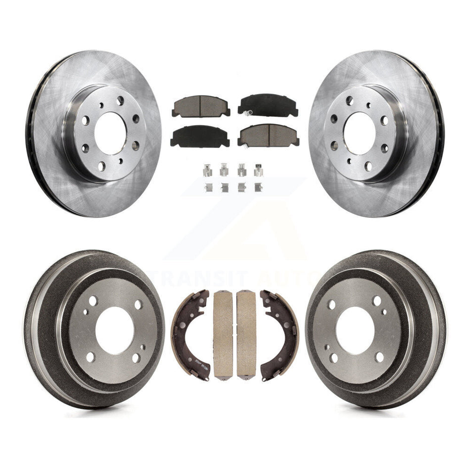 Front Rear Disc Brake Rotors Ceramic Pads And Drum Kit For 1993-1995 Honda Civic DX with Coupe Manual transmission K8C-102565
