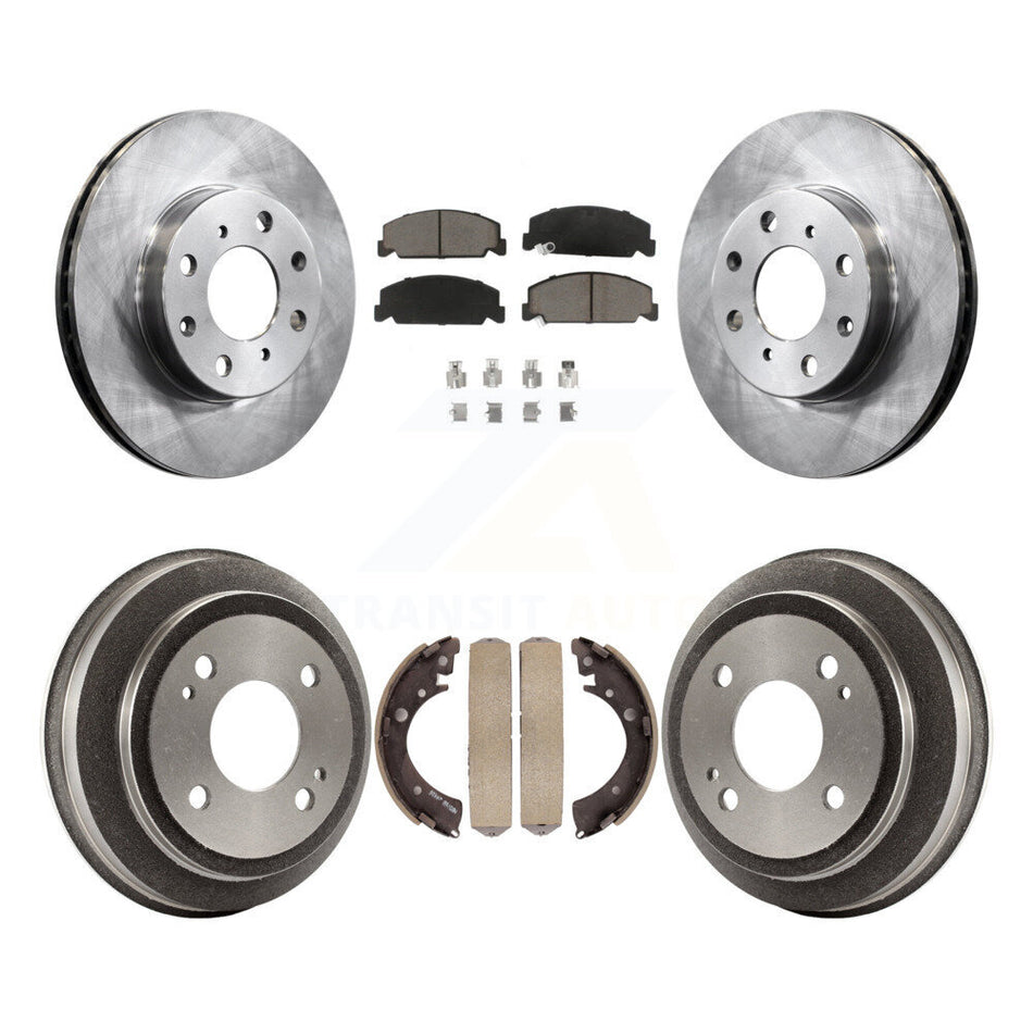 Front Rear Disc Brake Rotors Ceramic Pads And Drum Kit For 1993-1995 Honda Civic DX with Coupe Manual transmission K8C-102565
