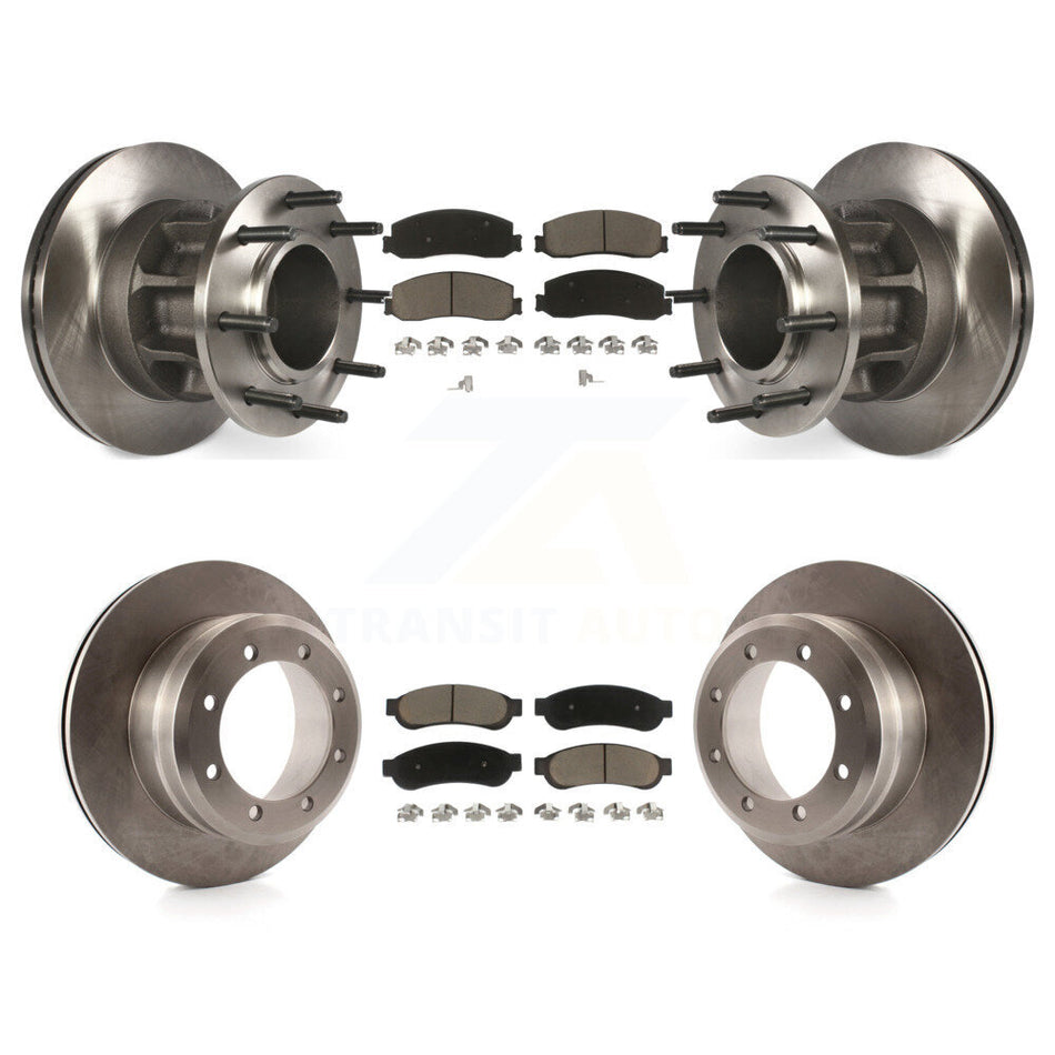 Front Rear Disc Brake Rotors And Ceramic Pads Kit For 2012 Ford F-350 Super Duty RWD With Dual Wheels K8C-102634