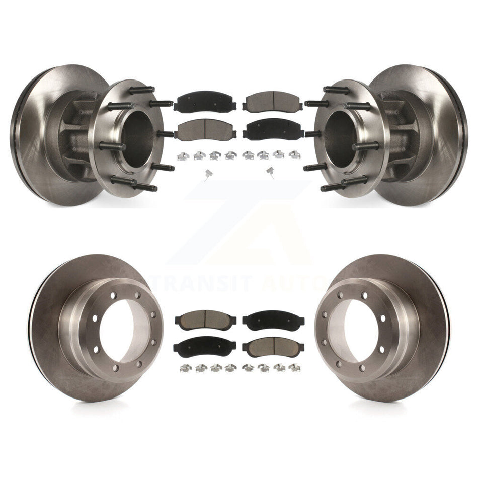 Front Rear Disc Brake Rotors And Ceramic Pads Kit For 2011 Ford F-350 Super Duty RWD With Dual Wheels K8C-102637