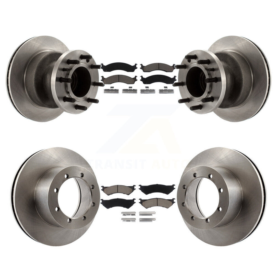 Front Rear Disc Brake Rotors And Ceramic Pads Kit For 1999-2001 Ford E-350 Super Duty With Dual Wheels Driveline Mounted Parking K8C-102644