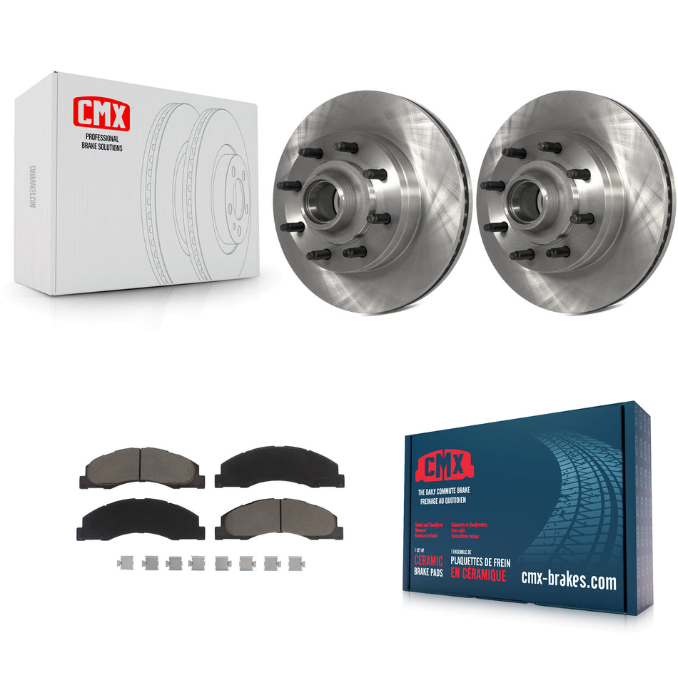 Front Disc Brake Rotors Hub Assembly And Ceramic Pads Kit For Ford E-350 Super Duty E-250 E-150 E-450 Econoline K8C-102669