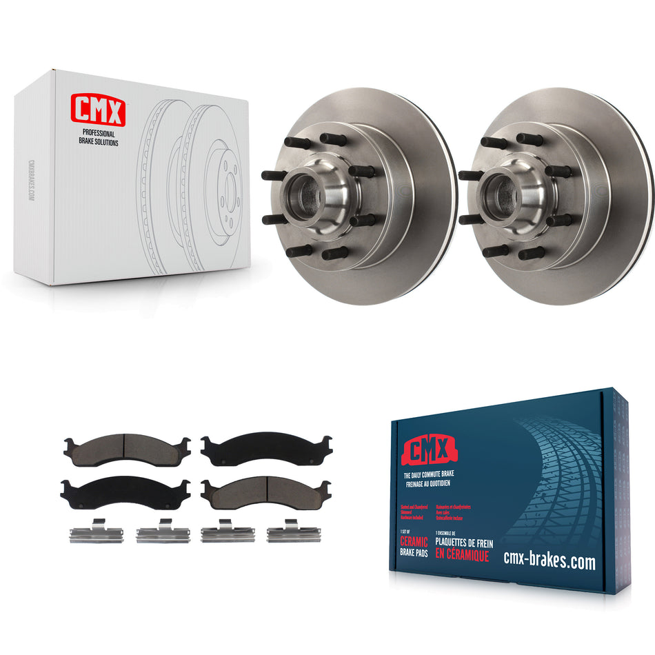 Front Disc Brake Rotors Hub Assembly And Ceramic Pads Kit For Ford F-350 F-250 E-250 Econoline E-350 Club Wagon Super Duty K8C-102674