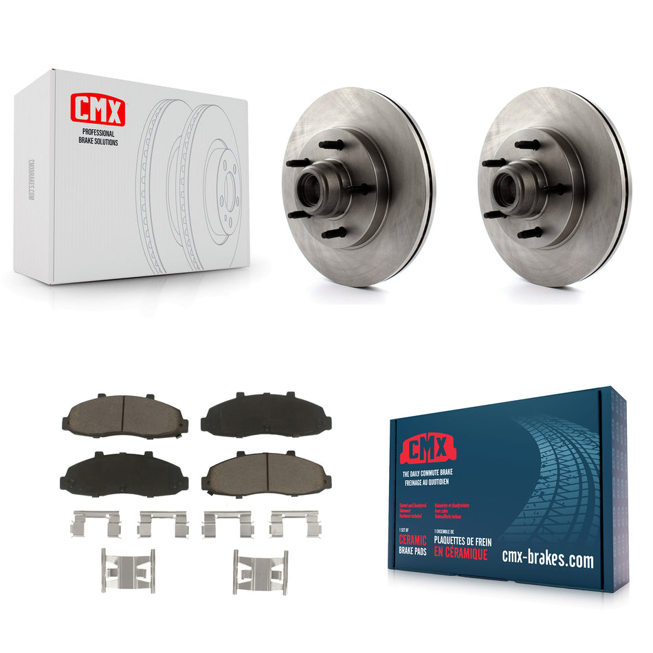 Front Disc Brake Rotors Hub Assembly And Ceramic Pads Kit For Ford F-150 K8C-102676