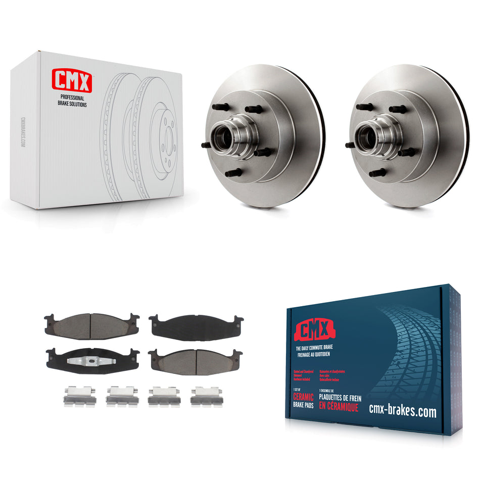 Front Disc Brake Rotors Hub Assembly And Ceramic Pads Kit For Ford E-150 Econoline Club Wagon K8C-102685