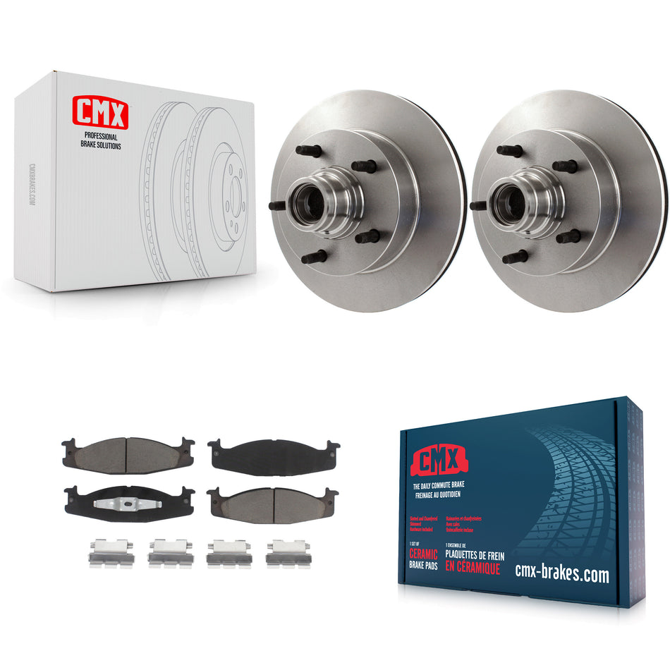 Front Disc Brake Rotors Hub Assembly And Ceramic Pads Kit For Ford F-150 E-150 Econoline K8C-102686