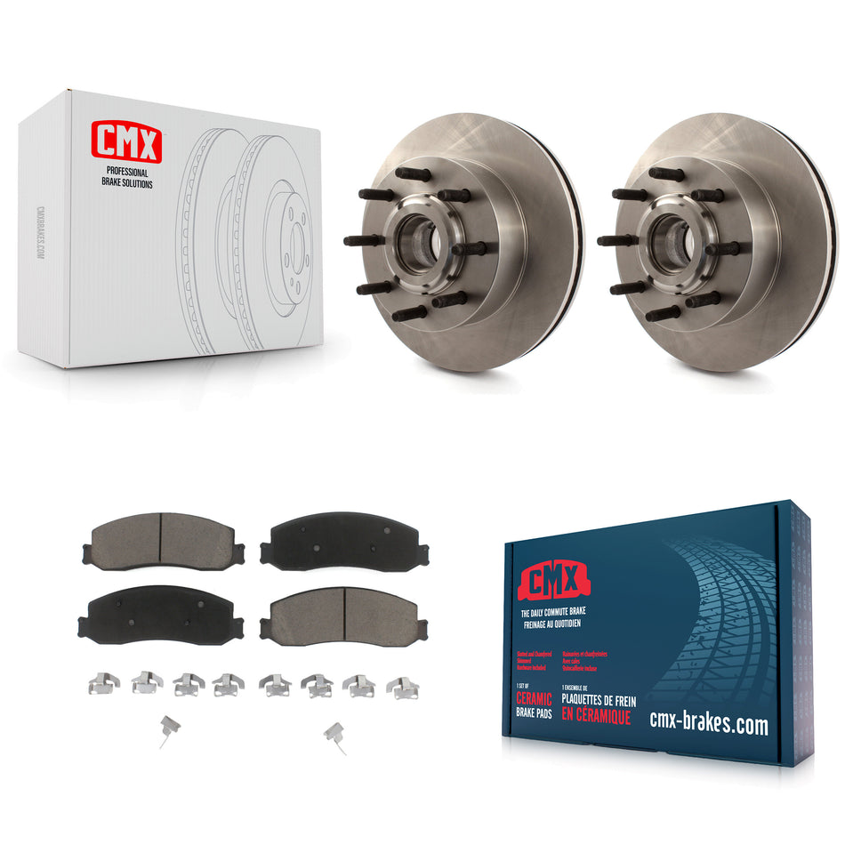 Front Disc Brake Rotors Hub Assembly And Ceramic Pads Kit For Ford F-250 Super Duty F-350 With Single Rear Wheels RWD K8C-102688