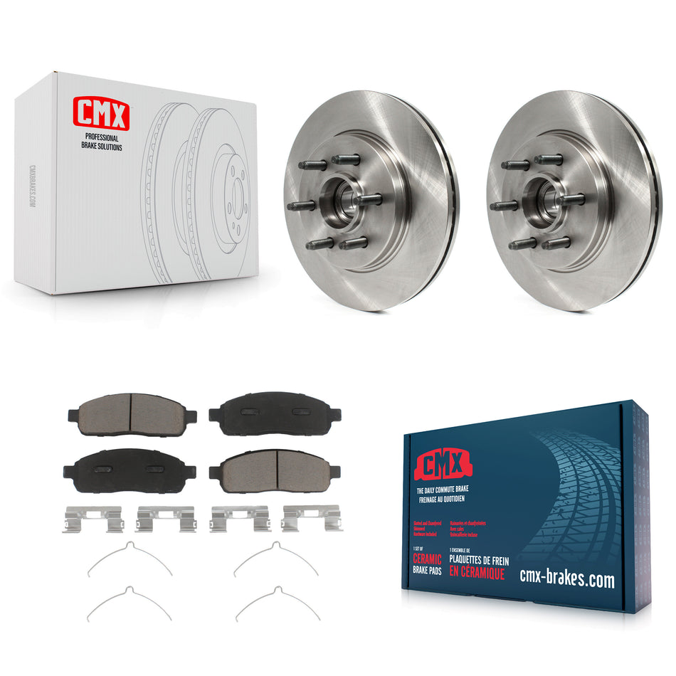 Front Disc Brake Rotors Hub Assembly And Ceramic Pads Kit For Ford F-150 Lincoln Mark LT With 6 Lug Wheels RWD K8C-102690