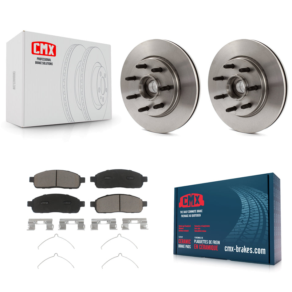Front Disc Brake Rotors Hub Assembly And Ceramic Pads Kit For Ford F-150 Lincoln Mark LT RWD K8C-102691