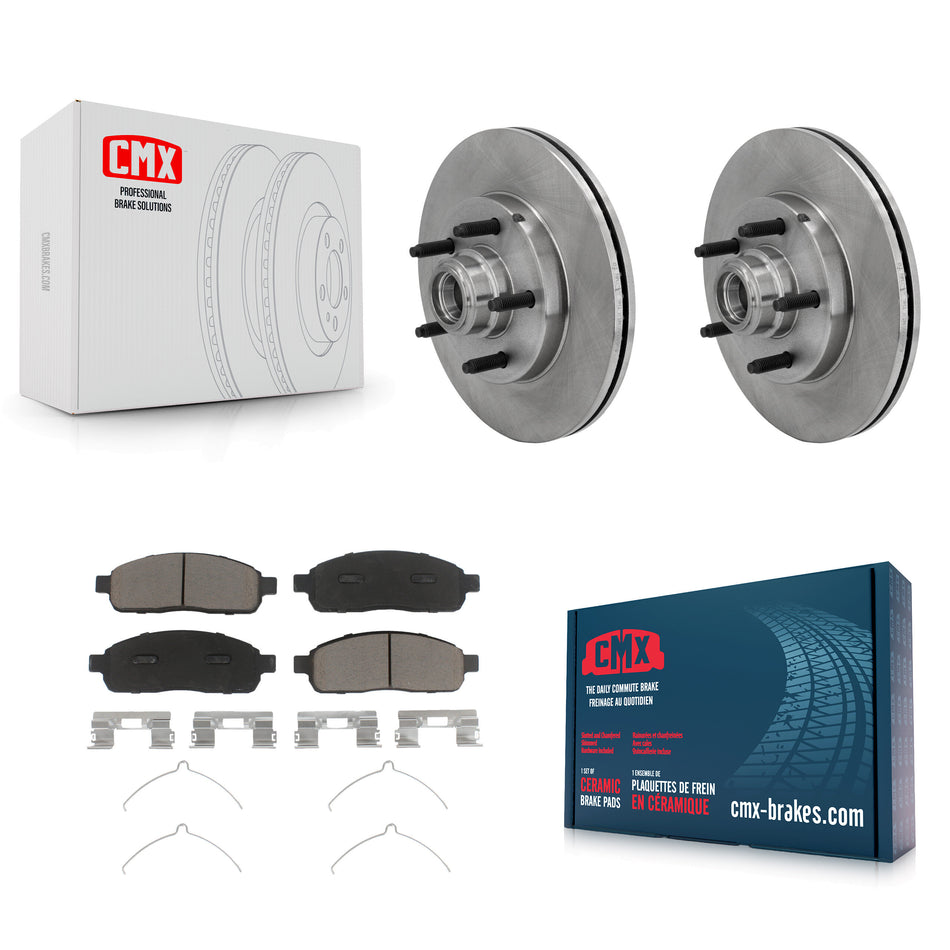 Front Disc Brake Rotors Hub Assembly And Ceramic Pads Kit For 2004 Ford F-150 RWD With 5 Lug Wheels K8C-102692