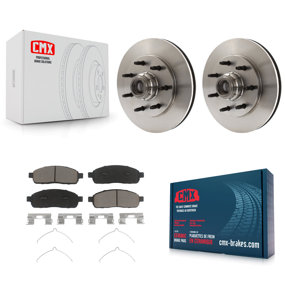 Front Disc Brake Rotors Hub Assembly And Ceramic Pads Kit For 2004 Ford F-150 RWD With 7 Lug Wheels 11th Digit Of Vin Is C K8C-102693