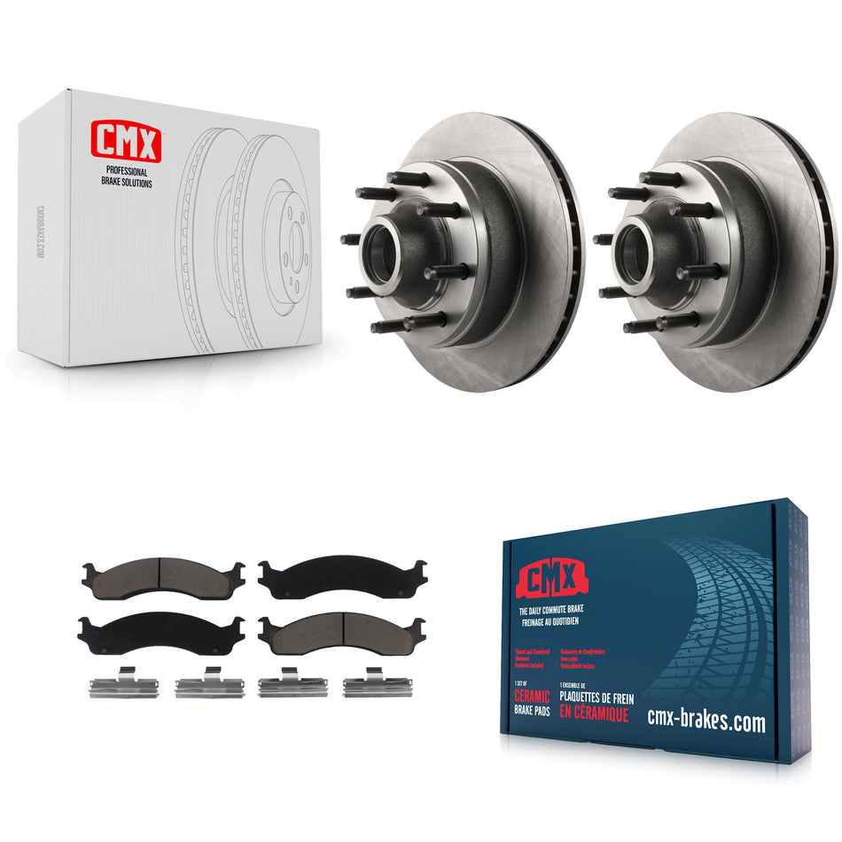 Front Disc Brake Rotors Hub Assembly And Ceramic Pads Kit For Ford E-350 Super Duty E-250 Econoline F-250 HD Club Wagon E-450 K8C-102695