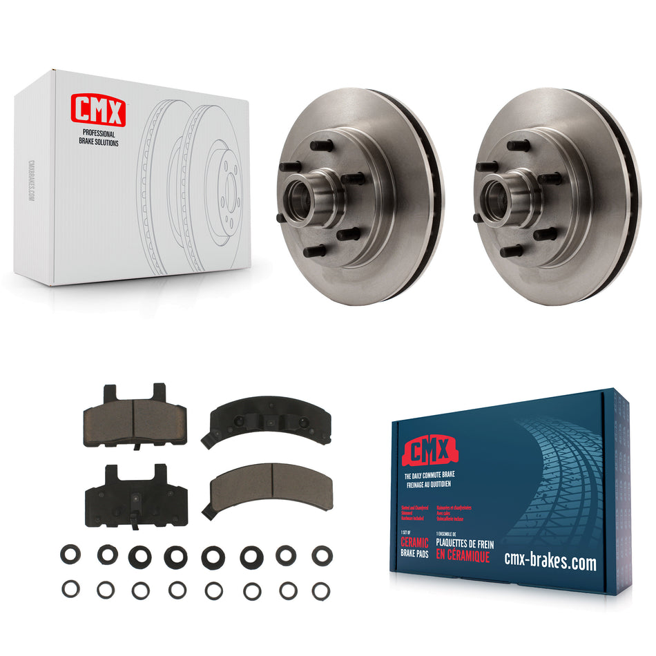 Front Disc Brake Rotors Hub Assembly And Ceramic Pads Kit For Chevrolet C2500 Express 2500 GMC Savana K8C-102701
