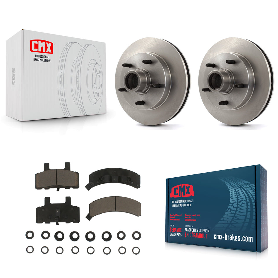 Front Disc Brake Rotors Hub Assembly And Ceramic Pads Kit For 1994-1999 Dodge Ram 1500 RWD K8C-102702