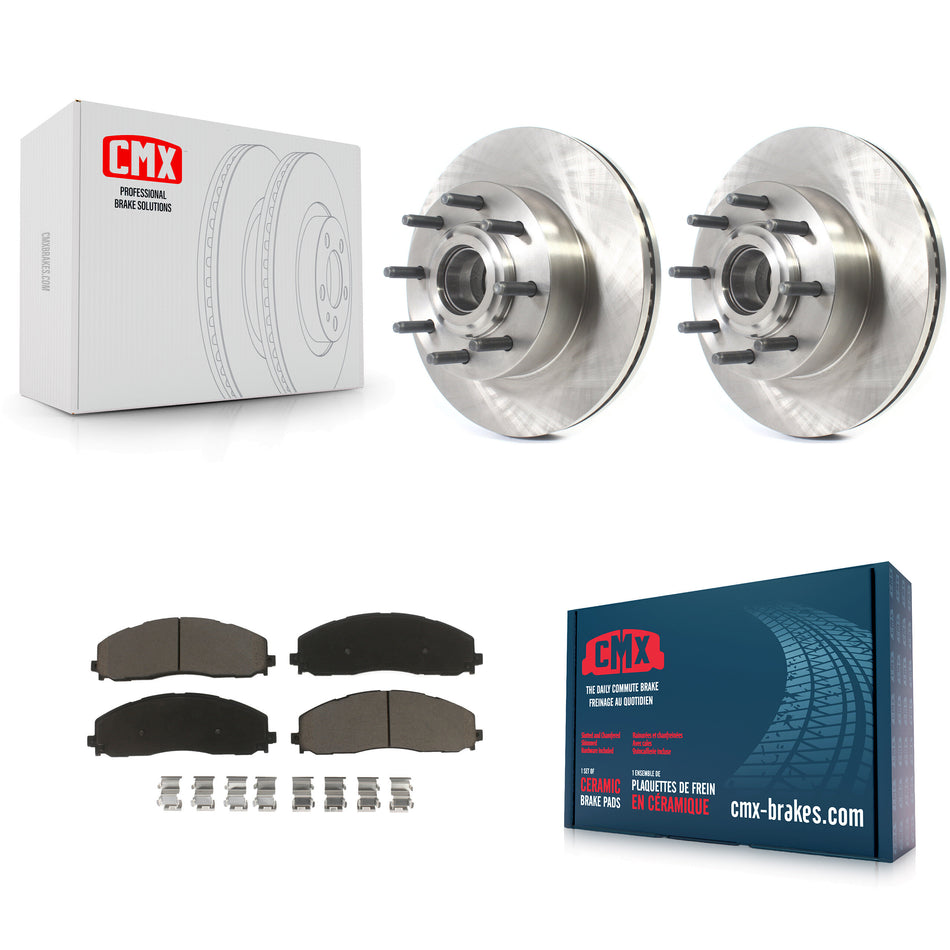 Front Disc Brake Rotors Hub Assembly And Ceramic Pads Kit For Ford F-250 Super Duty F-350 K8C-102715