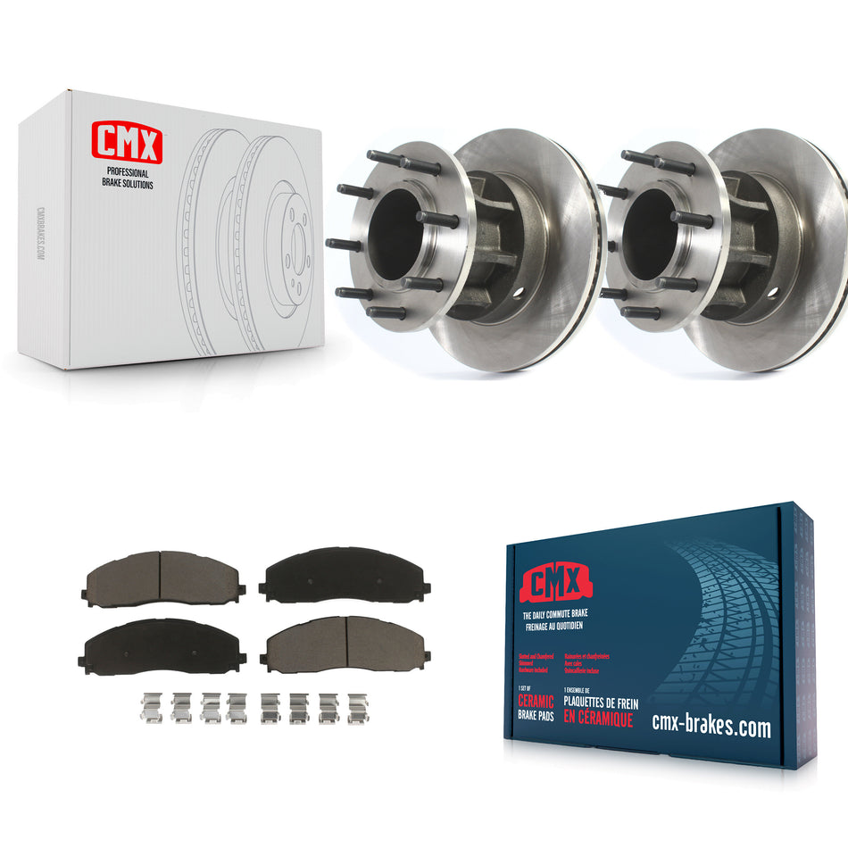 Front Disc Brake Rotors Hub Assembly And Ceramic Pads Kit For Ford F-350 Super Duty F-250 With Dual Rear Wheels RWD K8C-102716