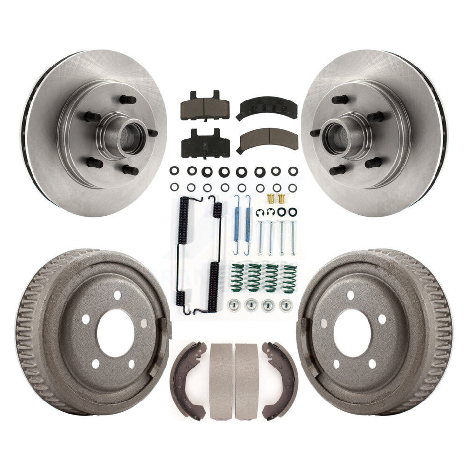 Front Rear Disc Brake Rotors Hub Assembly Ceramic Pads And Drum Kit (7Pc) For 1988-1991 C1500 Chevrolet GMC K8C-102723