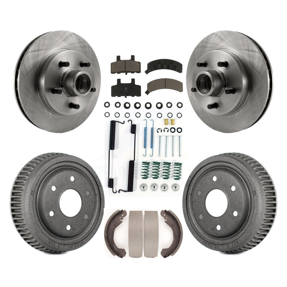 Front Rear Disc Brake Rotors Hub Assembly Ceramic Pads And Drum Kit (7Pc) For GMC Yukon RWD With 10" Diameter 6 Lug Wheels K8C-102725