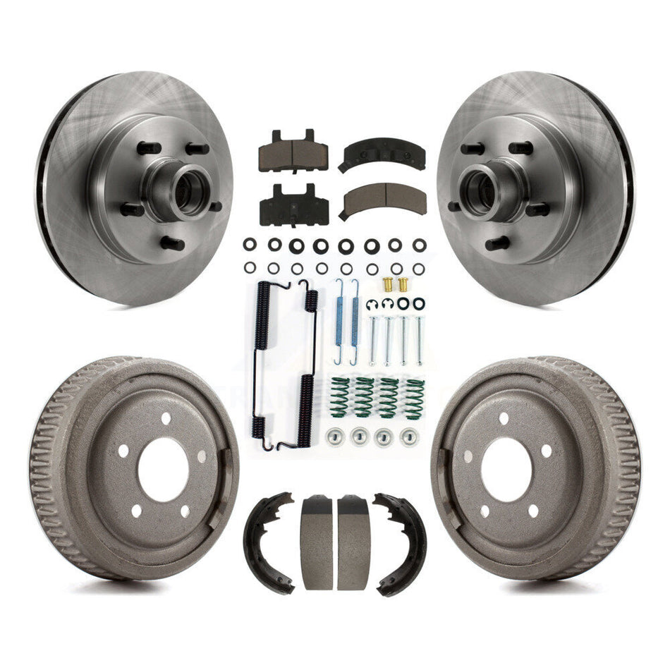 Front Rear Disc Brake Rotors Hub Assembly Ceramic Pads And Drum Kit (7Pc) For 1997-1999 Chevrolet C1500 Suburban GAS engine With 10" Diameter K8C-102730
