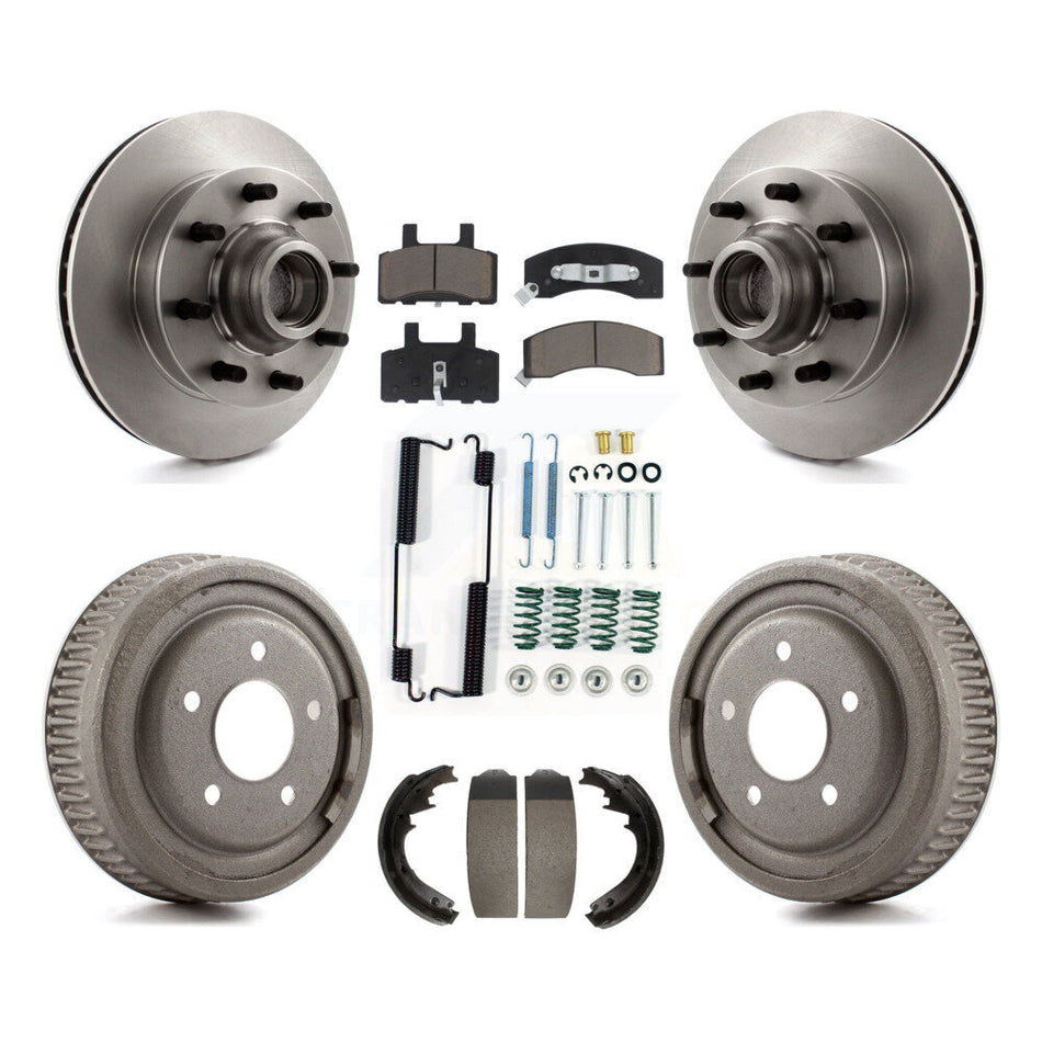 Front Rear Disc Brake Rotors Hub Assembly Ceramic Pads And Drum Kit (7Pc) For 1997 Chevrolet C1500 Suburban DIESEL engine With 10" Diameter K8C-102738
