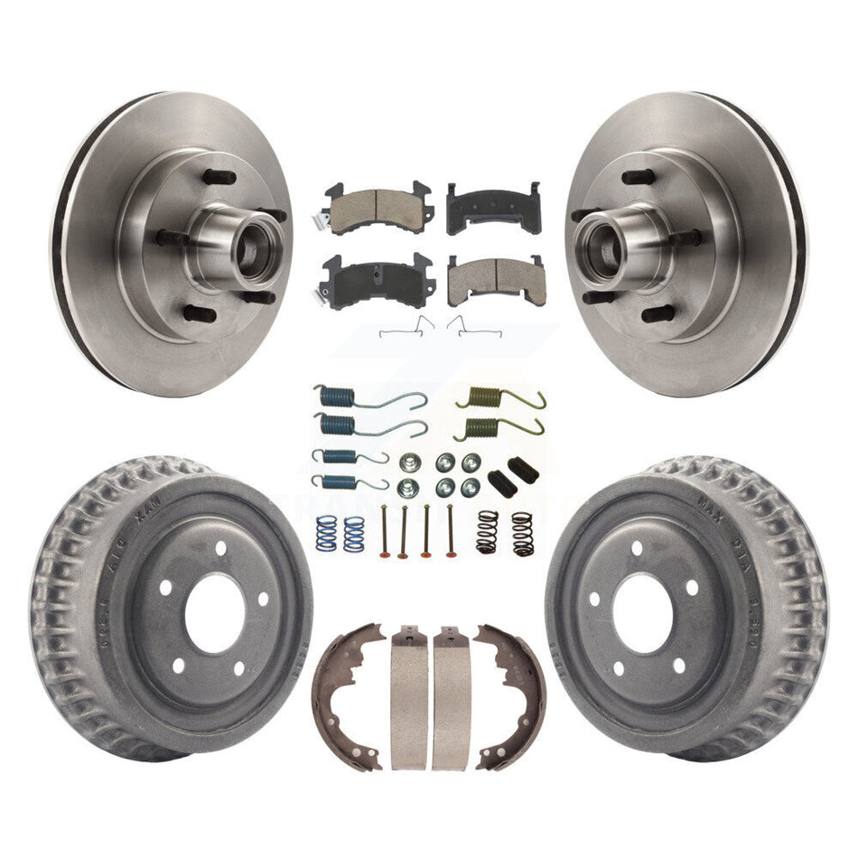 Front Rear Brake Rotors Ceramic Pad Drum Kit (7Pc) For Chevrolet S10 Camaro Pontiac Monte Carlo GMC Firebird Blazer El Camino Buick Regal S15 Oldsmobile Cutlass Supreme Jimmy K8C-102741