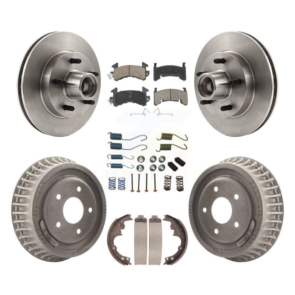 Front Rear Disc Brake Rotors Hub Assembly Ceramic Pads And Drum Kit (7Pc) For Chevrolet S10 GMC Sonoma Jimmy Blazer K8C-102744