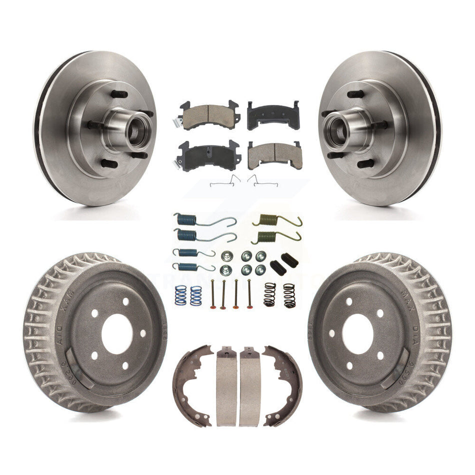 Front Rear Disc Brake Rotors Hub Assembly Ceramic Pads And Drum Kit (7Pc) For Chevrolet S10 GMC Sonoma Jimmy Blazer K8C-102744