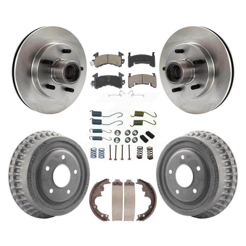 Front Rear Disc Brake Rotors Hub Assembly Ceramic Pads And Drum Kit (7Pc) For 1991-1991 GMC Sonoma Chevrolet S10 Blazer S15 Jimmy With ABS Tone Ring RWD K8C-102745