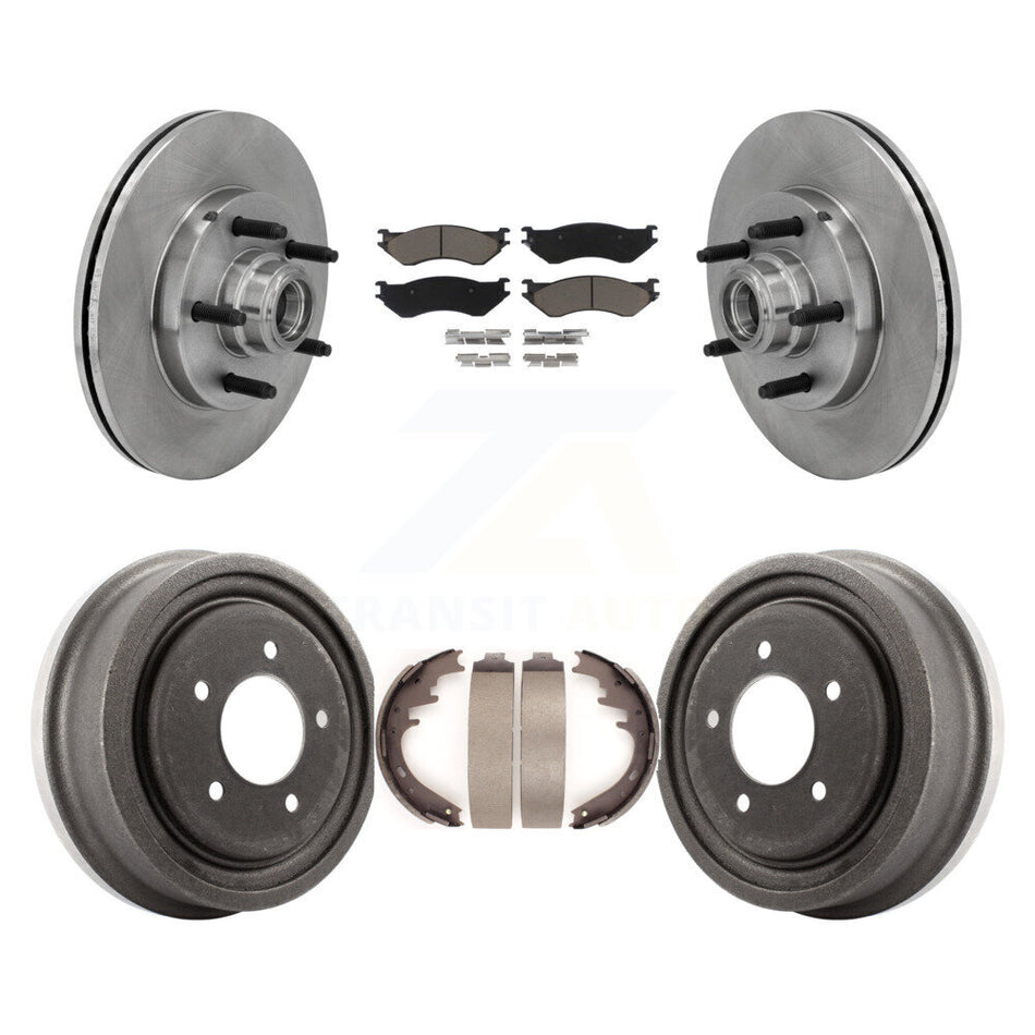 Front Rear Disc Brake Rotors Hub Assembly Ceramic Pads And Drum Kit For 1999 Ford F-150 RWD With 5 Lug Wheels 14mm Wheel Lugs K8C-102760