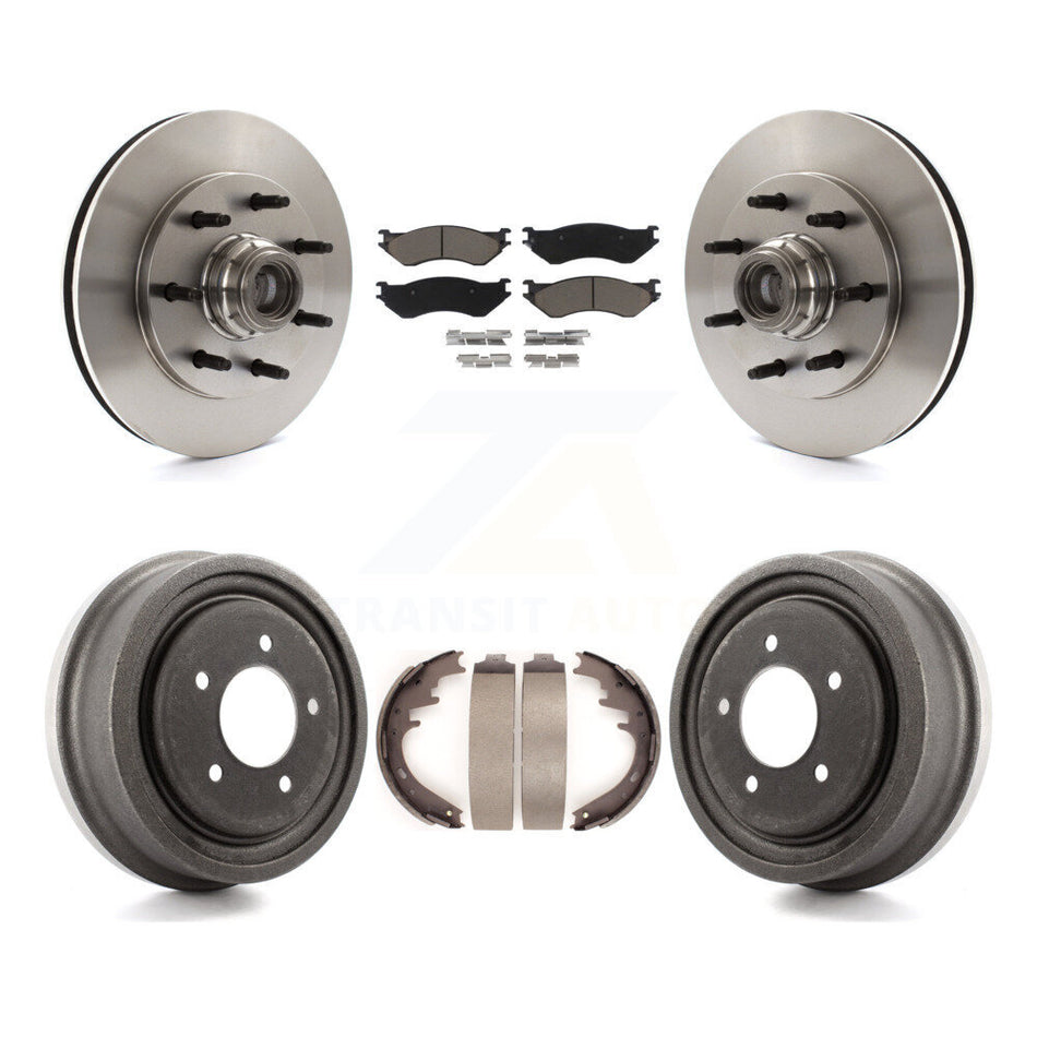 Front Rear Disc Brake Rotors Hub Assembly Ceramic Pads And Drum Kit For 1999 Ford F-150 RWD With 7 Lug Wheels 12mm Wheel Lugs 4 ABS K8C-102761