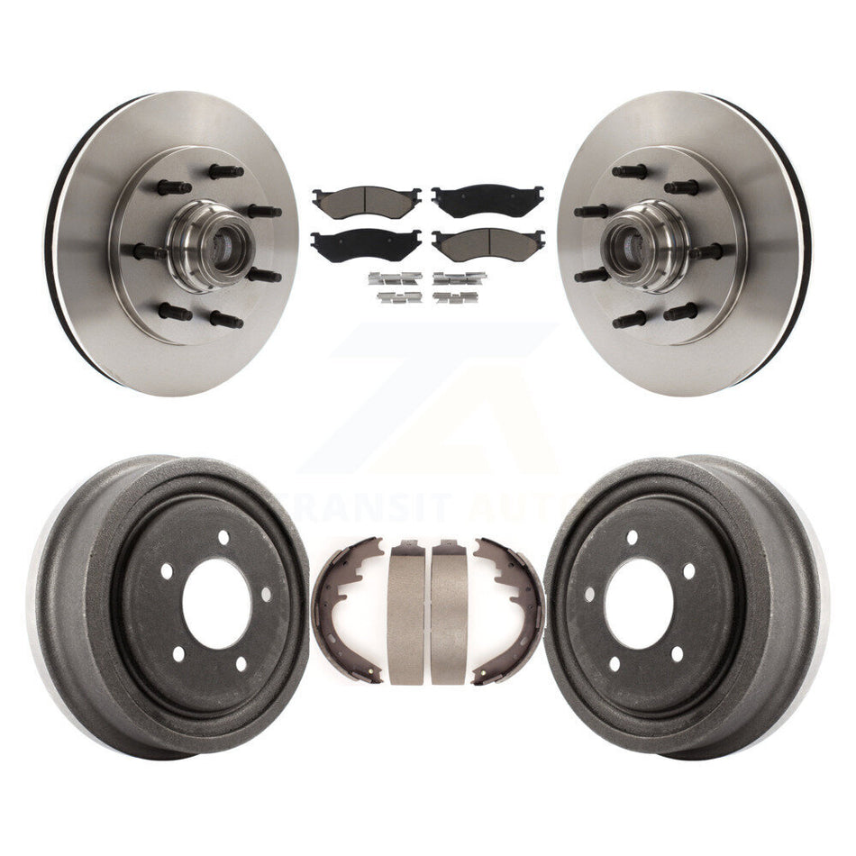 Front Rear Disc Brake Rotors Hub Assembly Ceramic Pads And Drum Kit For 1999 Ford F-150 RWD With 7 Lug Wheels 12mm Wheel Lugs 4 ABS K8C-102761