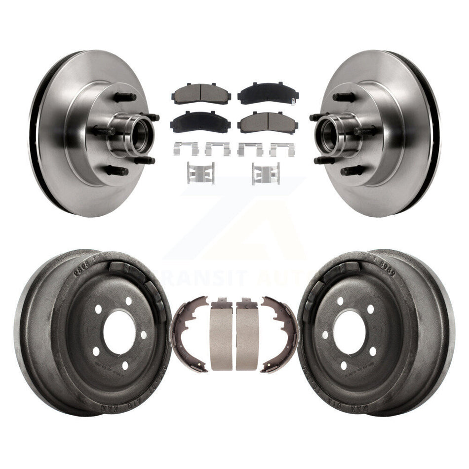Front Rear Disc Brake Rotors Hub Assembly Ceramic Pads And Drum Kit For Ford Ranger Mazda B2500 B3000 B4000 With 10" Diameter K8C-102763