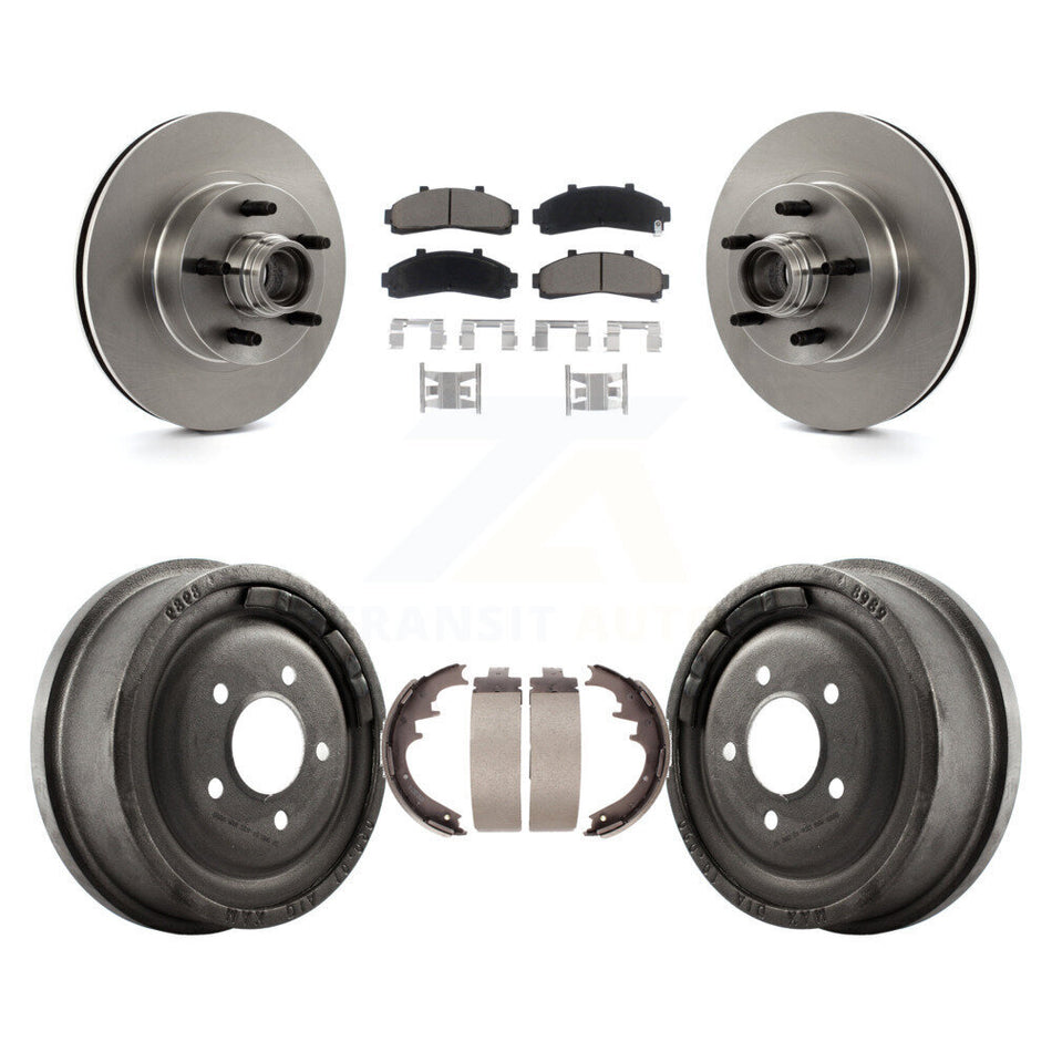 Front Rear Disc Brake Rotors Hub Assembly Ceramic Pads And Drum Kit For Ford Ranger With 10" Diameter K8C-102764