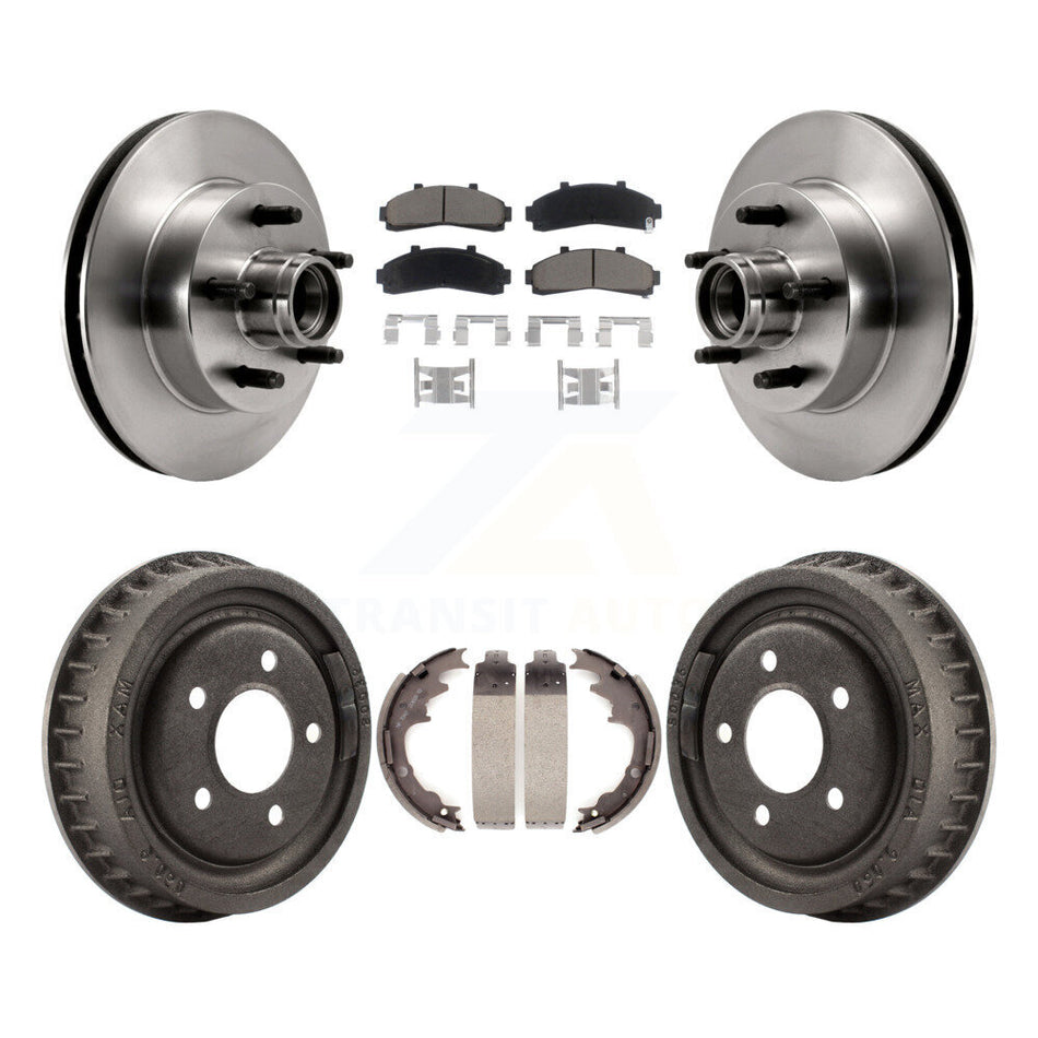 Front Rear Disc Brake Rotors Hub Assembly Ceramic Pads And Drum Kit For Ford Ranger Mazda B2500 B3000 B4000 With 9" Diameter K8C-102765