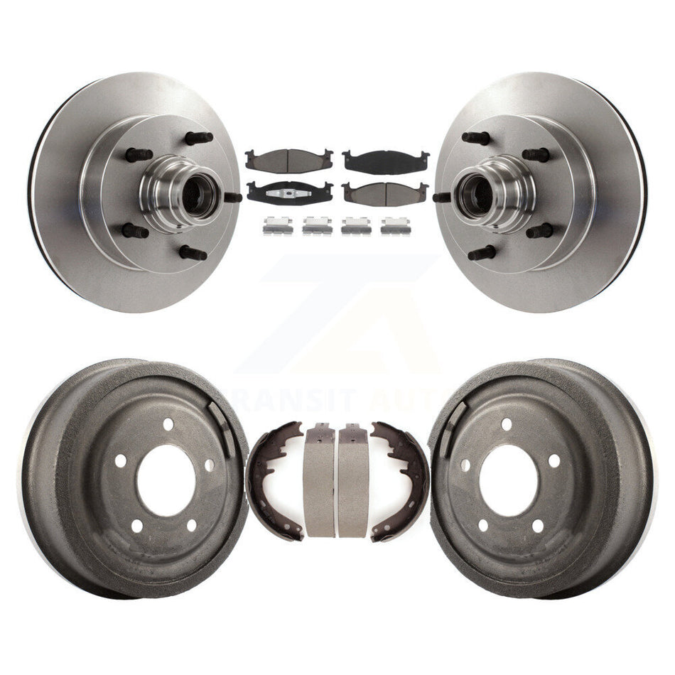 Front Rear Disc Brake Rotors Hub Assembly Ceramic Pads And Drum Kit For Ford F-150 E-150 Econoline K8C-102770