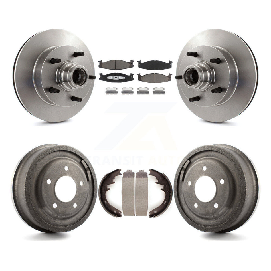 Front Rear Disc Brake Rotors Hub Assembly Ceramic Pads And Drum Kit For Ford F-150 E-150 Econoline K8C-102770