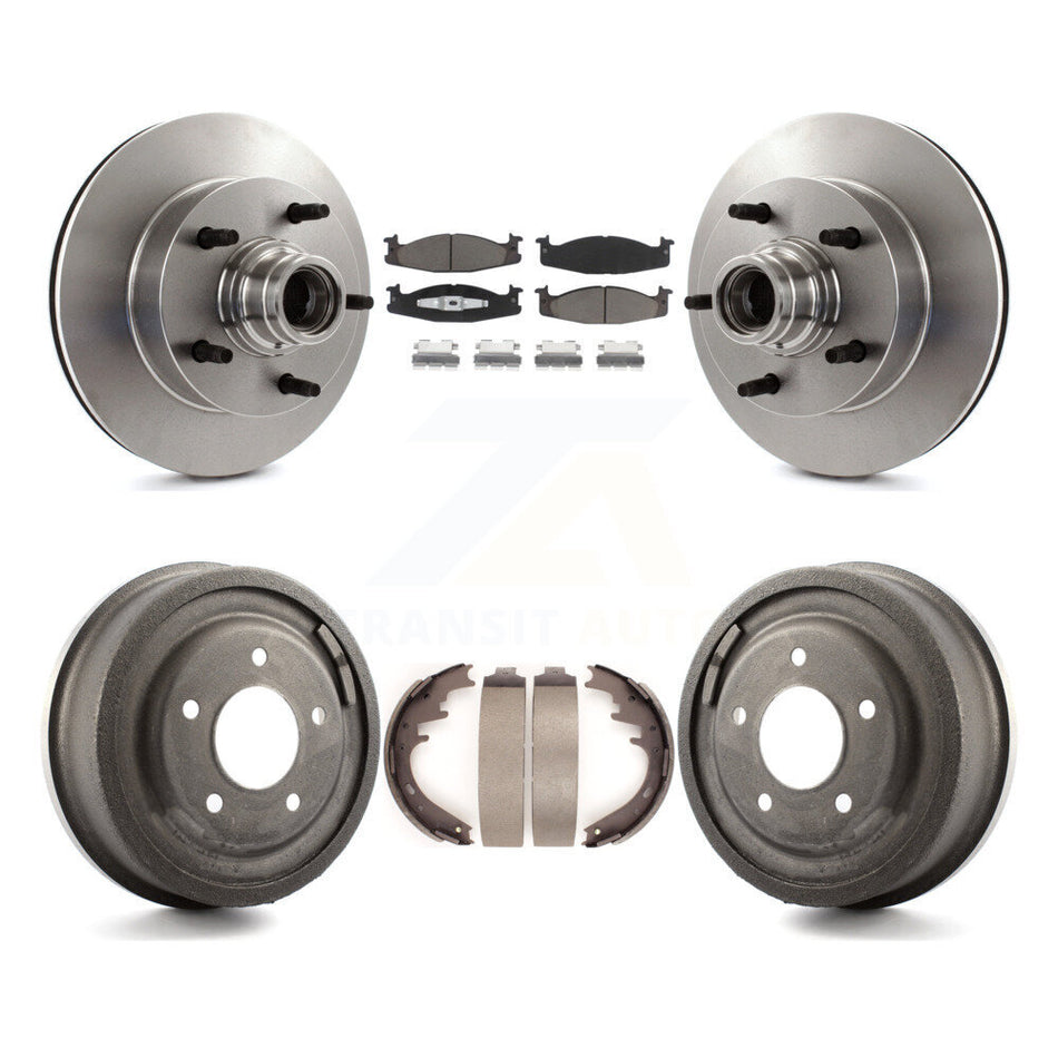 Front Rear Disc Brake Rotors Hub Assembly Ceramic Pads And Drum Kit For 1997-1999 Ford E-150 Econoline 2-Wheel ABS K8C-102771