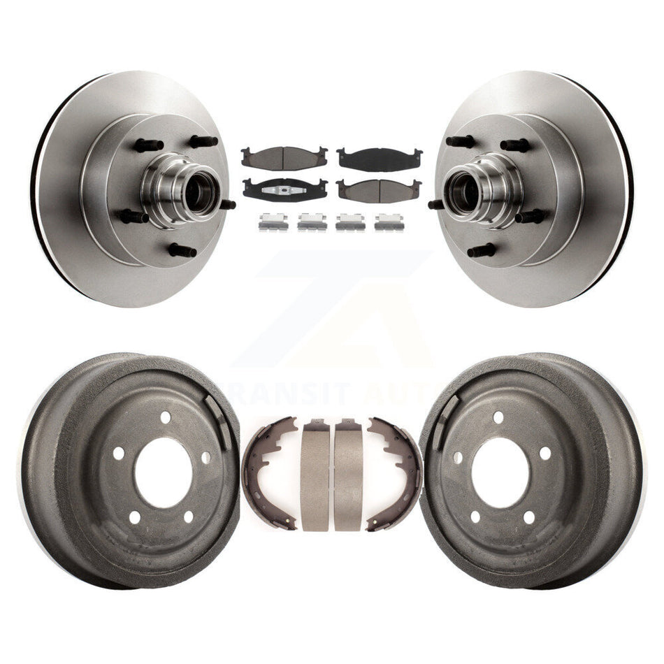 Front Rear Disc Brake Rotors Hub Assembly Ceramic Pads And Drum Kit For 1997-1999 Ford E-150 Econoline Club Wagon K8C-102772