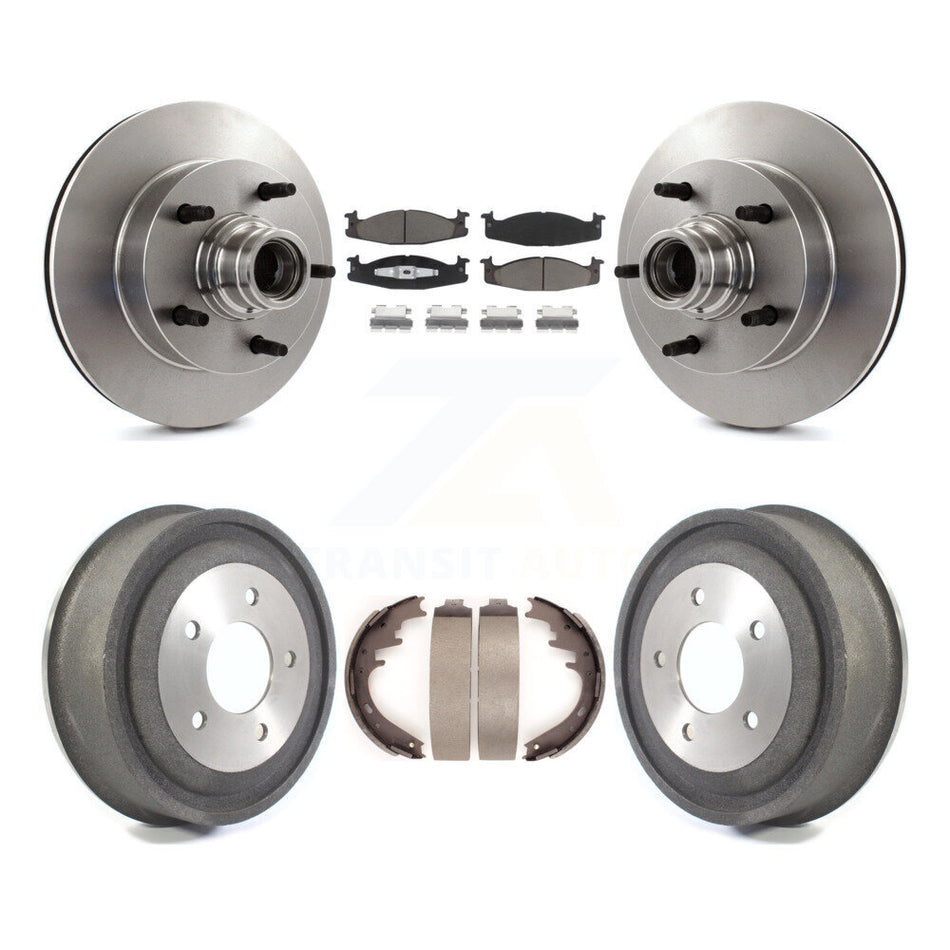 Front Rear Disc Brake Rotors Hub Assembly Ceramic Pads And Drum Kit For 2000-2001 Ford E-150 Econoline 2-Wheel ABS K8C-102773