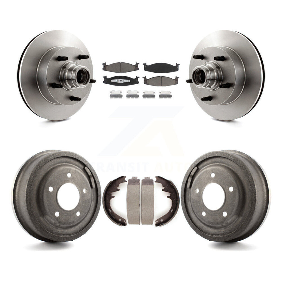 Front Rear Disc Brake Rotors Hub Assembly Ceramic Pads And Drum Kit For Ford E-150 Econoline Club Wagon K8C-102774