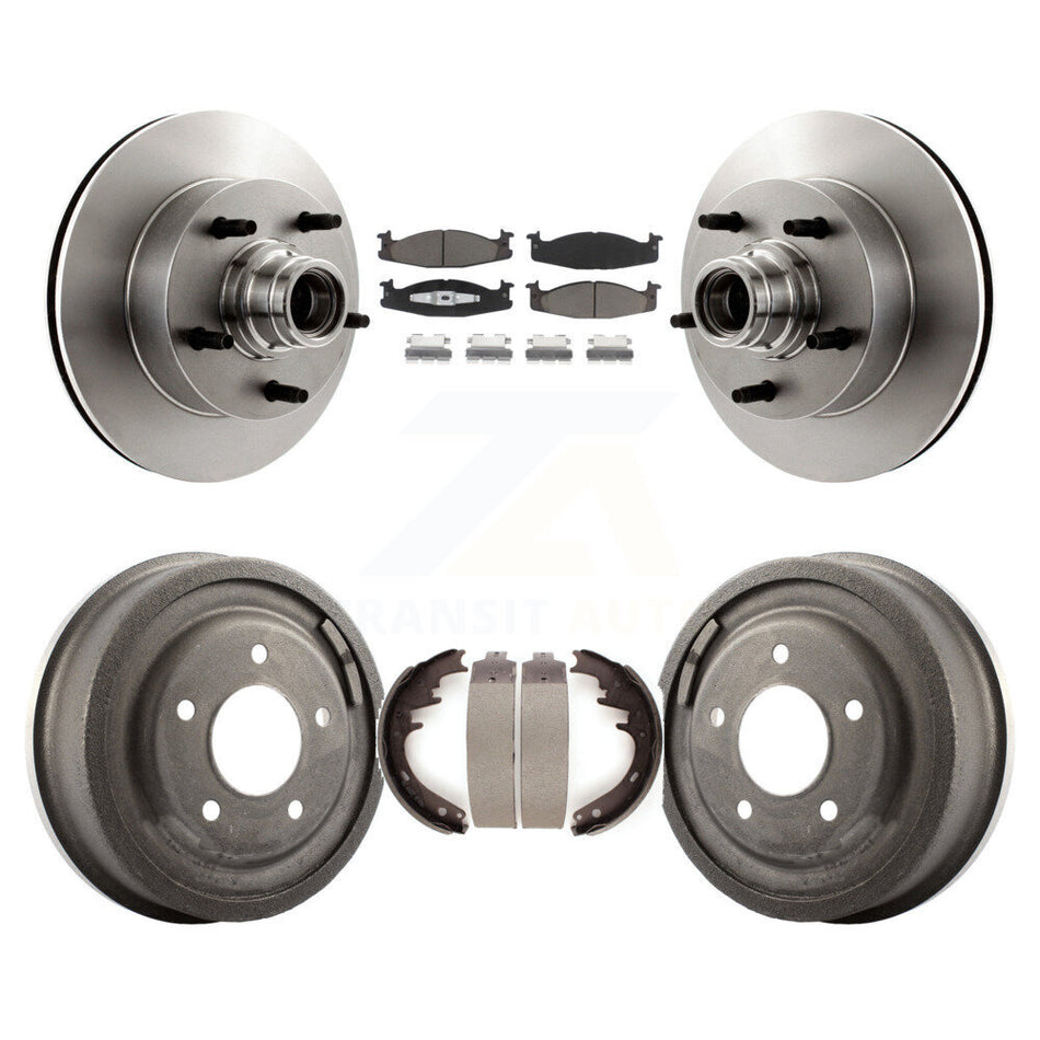 Front Rear Disc Brake Rotors Hub Assembly Ceramic Pads And Drum Kit For Ford E-150 Econoline Club Wagon K8C-102774
