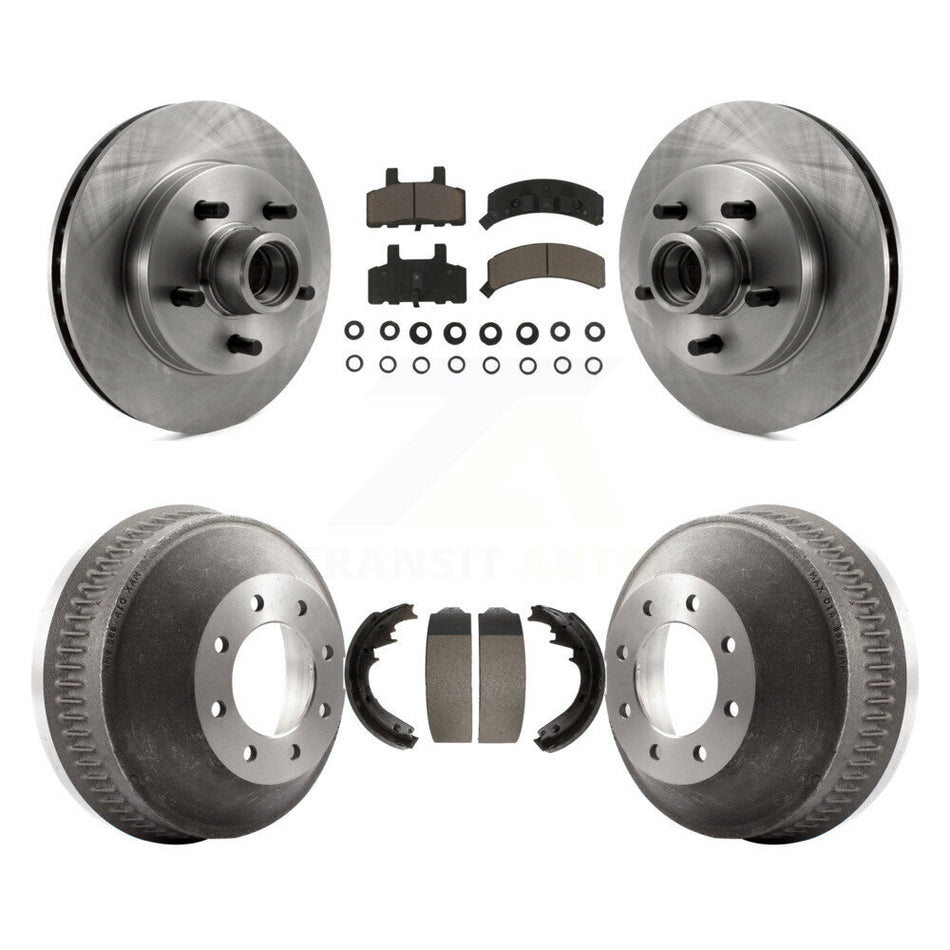 Front Rear Disc Brake Rotors Hub Assembly Ceramic Pads And Drum Kit For 1998-1999 C1500 Suburban Chevrolet GMC With 13" Diameter GAS engine K8C-102777