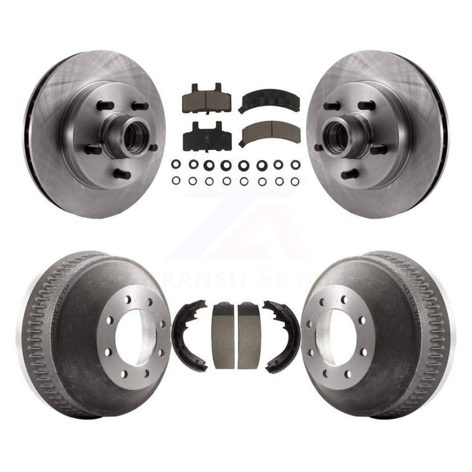 Front Rear Disc Brake Rotors Hub Assembly Ceramic Pads And Drum Kit For 1998-1999 C1500 Suburban Chevrolet GMC With 13" Diameter GAS engine K8C-102777