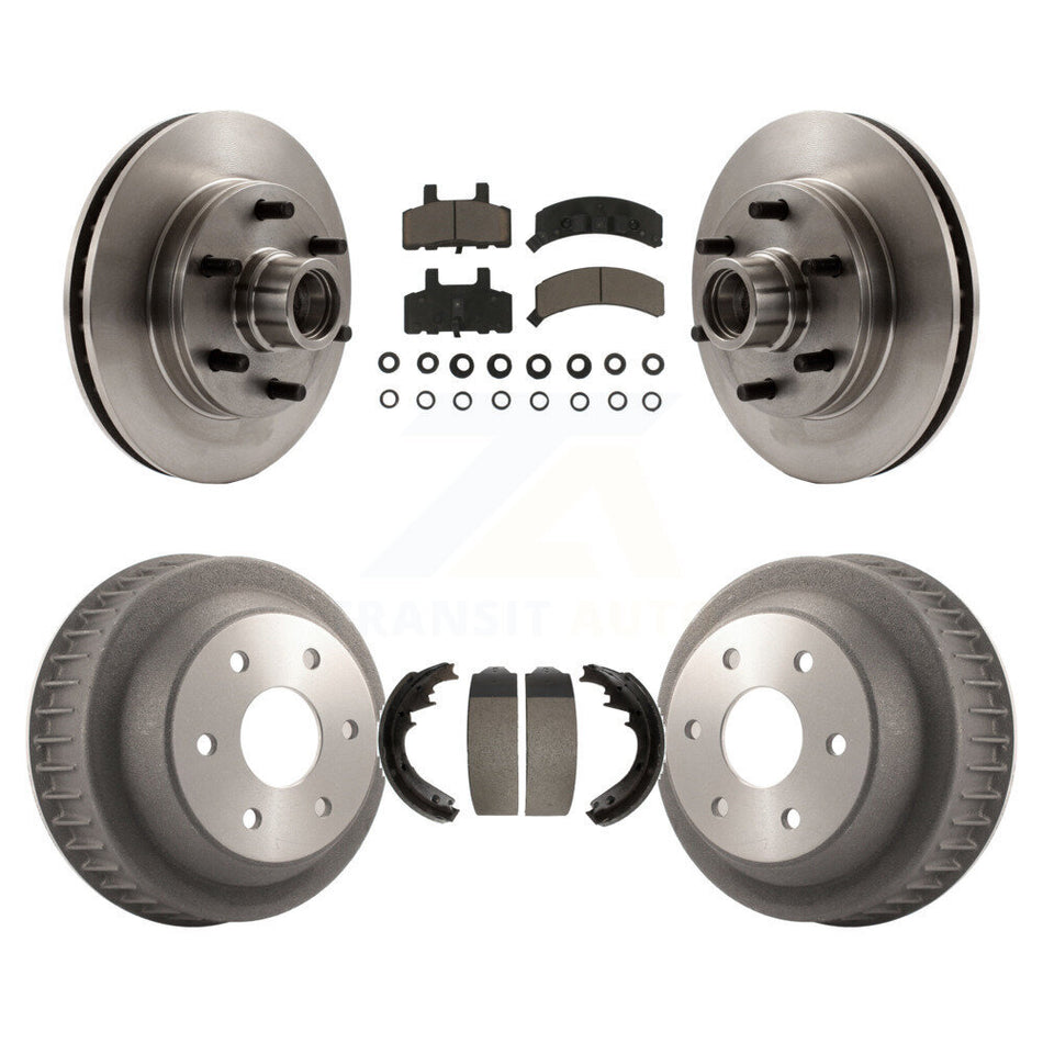 Front Rear Disc Brake Rotors Hub Assembly Ceramic Pads And Drum Kit For C2500 Chevrolet GMC With 7200 Lb GVW 11-5/32" Diameter K8C-102781