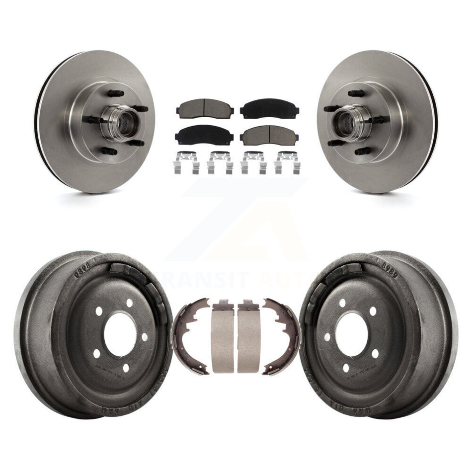Front Rear Disc Brake Rotors Hub Assembly Ceramic Pads And Drum Kit For 2006-2009 Ford Ranger RWD With 10" Diameter K8C-102789