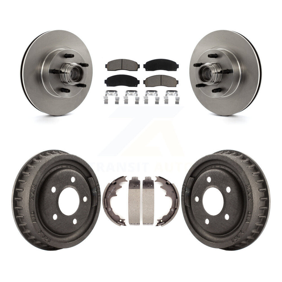 Front Rear Disc Brake Rotors Hub Assembly Ceramic Pads And Drum Kit For 2006-2009 Ford Ranger RWD With 9" Diameter K8C-102790